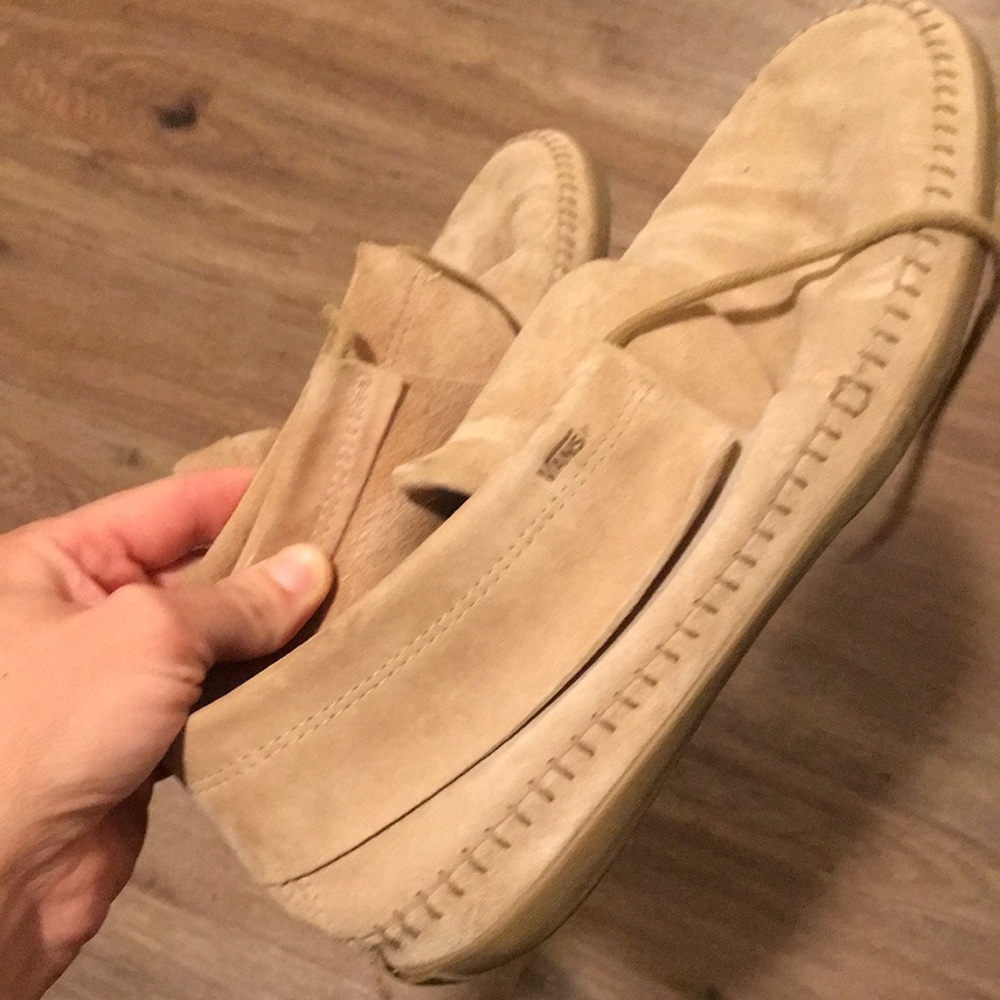 Tan vans moccasins with laces